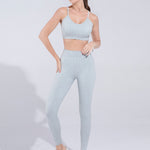 Moisture Wicking Beauty Back Yoga Set Light Gray