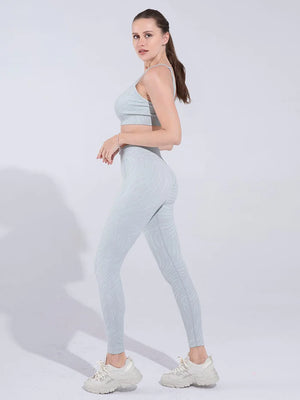 Moisture Wicking Beauty Back Yoga Set Light Gray