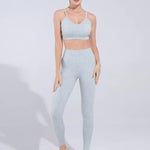 Moisture Wicking Beauty Back Yoga Set Light Gray