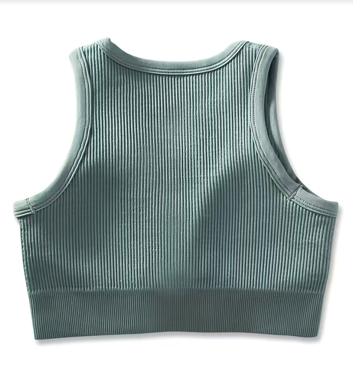 Seamless Yogawear Suit Low Neckline Sleeveless Workout Clothes Light Blue