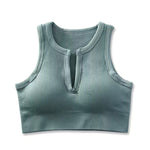 Seamless Yogawear Suit Low Neckline Sleeveless Workout Clothes Light Blue