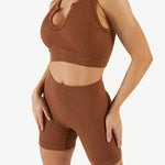 FlexAura RibFit Low Neckline Set Honey Brown