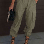 High Waist Drawstring Pants with Pockets