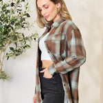 Double Take Plaid Dropped Shoulder Shirt