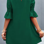 Frill Neck Flounce Sleeve Dress