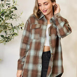 Double Take Plaid Dropped Shoulder Shirt