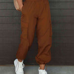 High Waist Drawstring Pants with Pockets