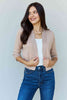 Doublju My Favorite Full Size 3/4 Sleeve Cropped Cardigan in Khaki