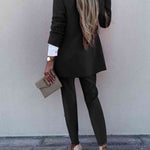 Lapel Collar Long Sleeve Blazer and Pants Set