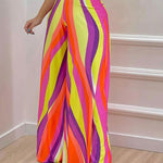 Printed Surplice Top and Wide Leg Pants Set