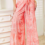 Double Take Floral Tiered Wide Leg Pants