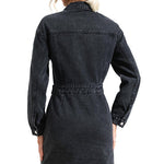 Buttoned Collared Neck Denim Mini Dress