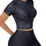 Short Sleeve High Waist Yoga Suit Moisture Wicking