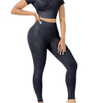 Short Sleeve High Waist Yoga Suit Moisture Wicking