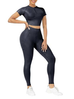 Short Sleeve High Waist Yoga Suit Moisture Wicking