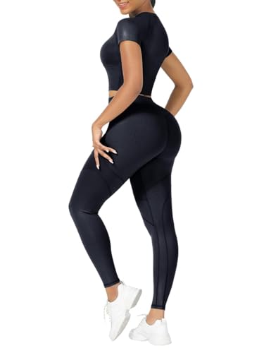 Short Sleeve High Waist Yoga Suit Moisture Wicking