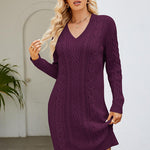 Cable-Knit Long Sleeve Sweater Dress