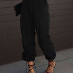 High Waist Drawstring Pants with Pockets