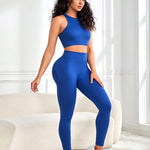 Round Neck Sport Tank and Leggings Set