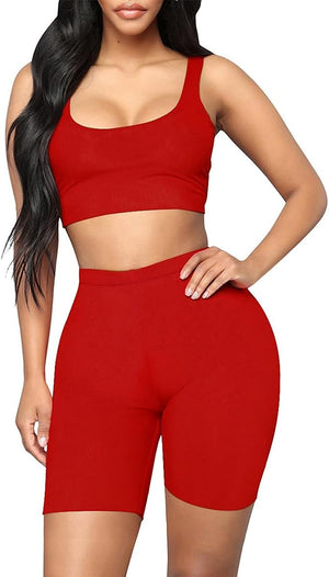 Cropped Sports Shorts Suit High Waist Mid Support