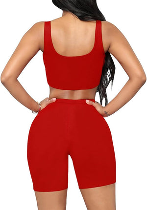 Cropped Sports Shorts Suit High Waist Mid Support