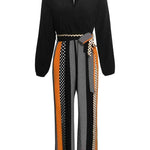 Color Block Surplice Neck Tied Jumpsuit