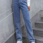 High Waist Straight Leg Jeans