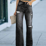 Distressed Straight Leg Jeans