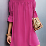 Frill Neck Flounce Sleeve Dress