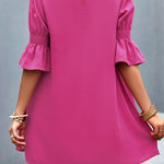 Frill Neck Flounce Sleeve Dress