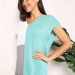 Double Take Color Block V-Neck Knit Top