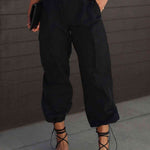 High Waist Drawstring Pants with Pockets