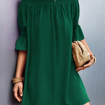 Frill Neck Flounce Sleeve Dress