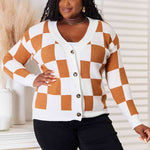 Double Take Button-Up V-Neck Dropped Shoulder Cardigan