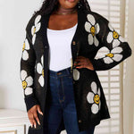 Double Take Floral Button Down Longline Cardigan