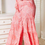 Double Take Floral Tiered Wide Leg Pants