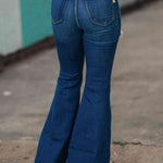 Distressed Raw Hem Flare Jeans