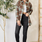 Double Take Plaid Dropped Shoulder Shirt