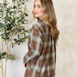 Double Take Plaid Dropped Shoulder Shirt