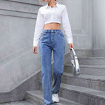 High Waist Straight Leg Jeans