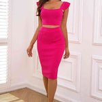 Square Neck Top and Skirt Set