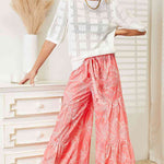 Double Take Floral Tiered Wide Leg Pants