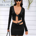 Cropped Top and Cutout Skirt Set