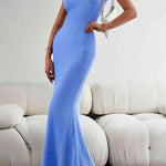 Round Neck Sleeveless Maxi Fishtail Dress