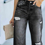 Distressed Straight Leg Jeans