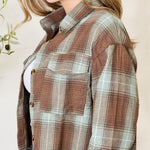 Double Take Plaid Dropped Shoulder Shirt