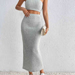 Ribbed Tube Top & Midi Skirt Set