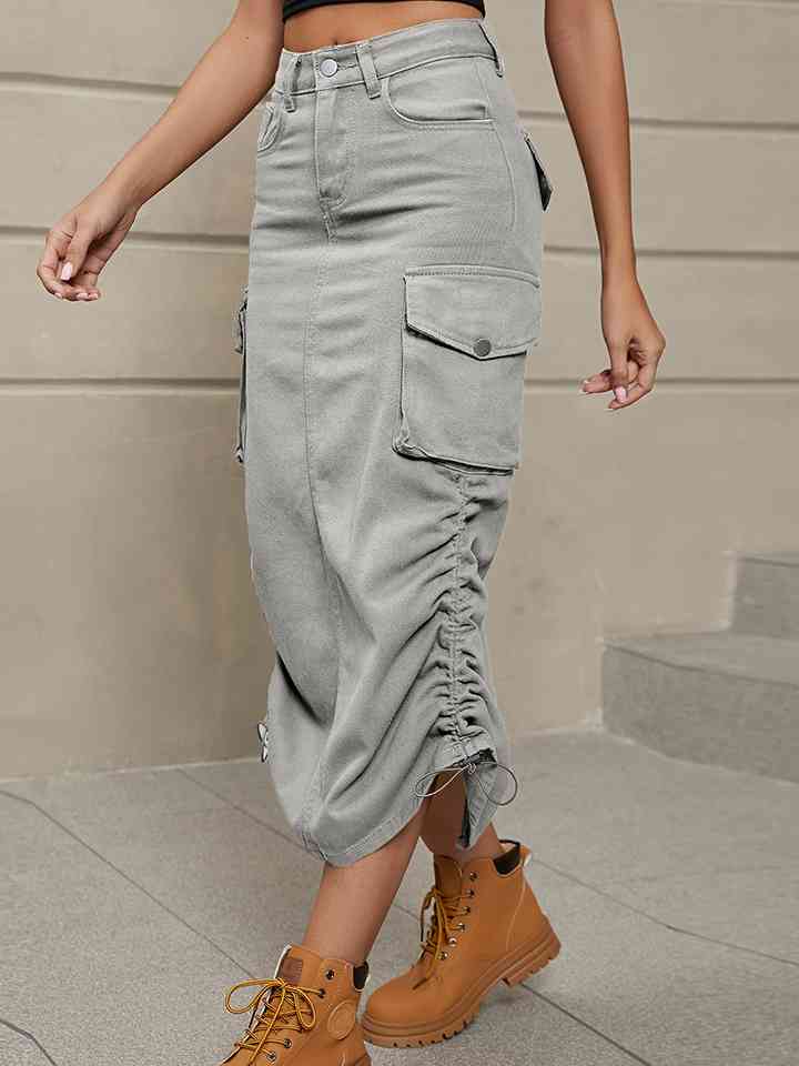 Drawstring Denim Skirt with Pockets – Libras Way