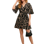 Two-Tone Tie Waist Half Sleeve Dress