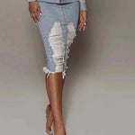 Distressed Slit Denim Skirt